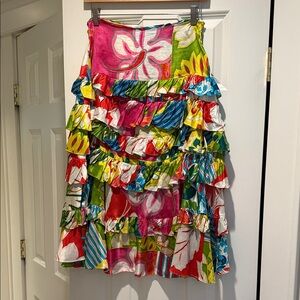 Colorful Floral Ruffle Skirt